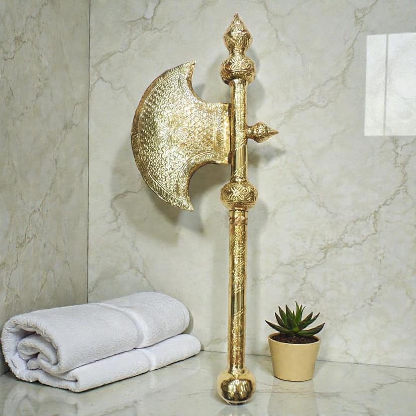 Solid Brass Bhagwan Parshuram Farsa | Hindu God Axe for Temple & Puja, Height : 33.5 Inch (ZMAS650 F) view 2