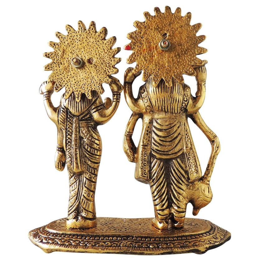 Aluminium Vishnu & Laxmi Ji Statue ? Home Temple God Showpiece, Height : 7 Inch (ASMAS400 G) view 3