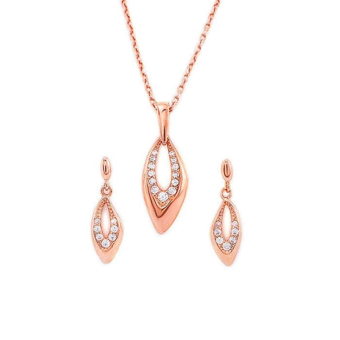 Rose Gold Sparkle Amulet Pendant Set with Chain