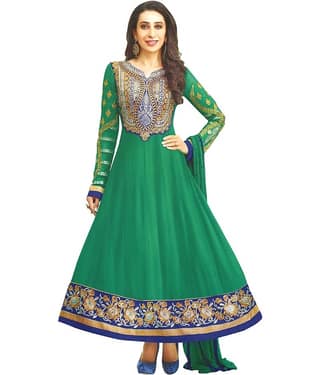 Reya Green and Beige Georgette Anarkali Semi-Stitched Suit
