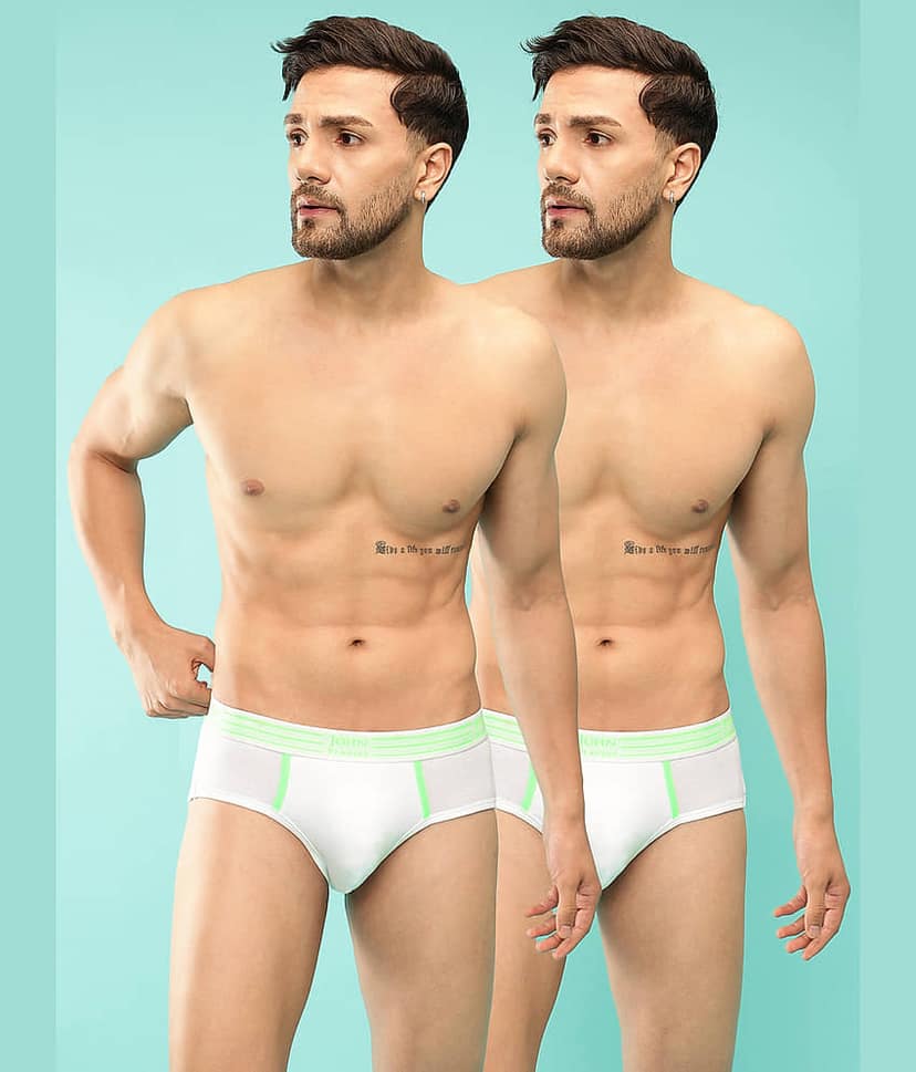 John Players Pack of 2 Cotton Blend Briefs For Men's ( Grey )