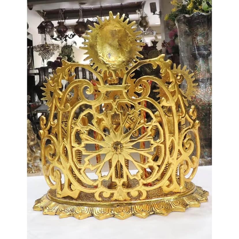Aluminium Ram Darbar Decorative Idol | Spiritual Ram Parivar Murti, Height : 12 Inch (ASMAS483 G) view 3