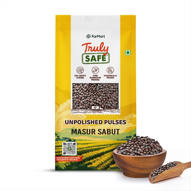 Farmart Truly Safe Unpolished Masoor Sabut Dal-500g