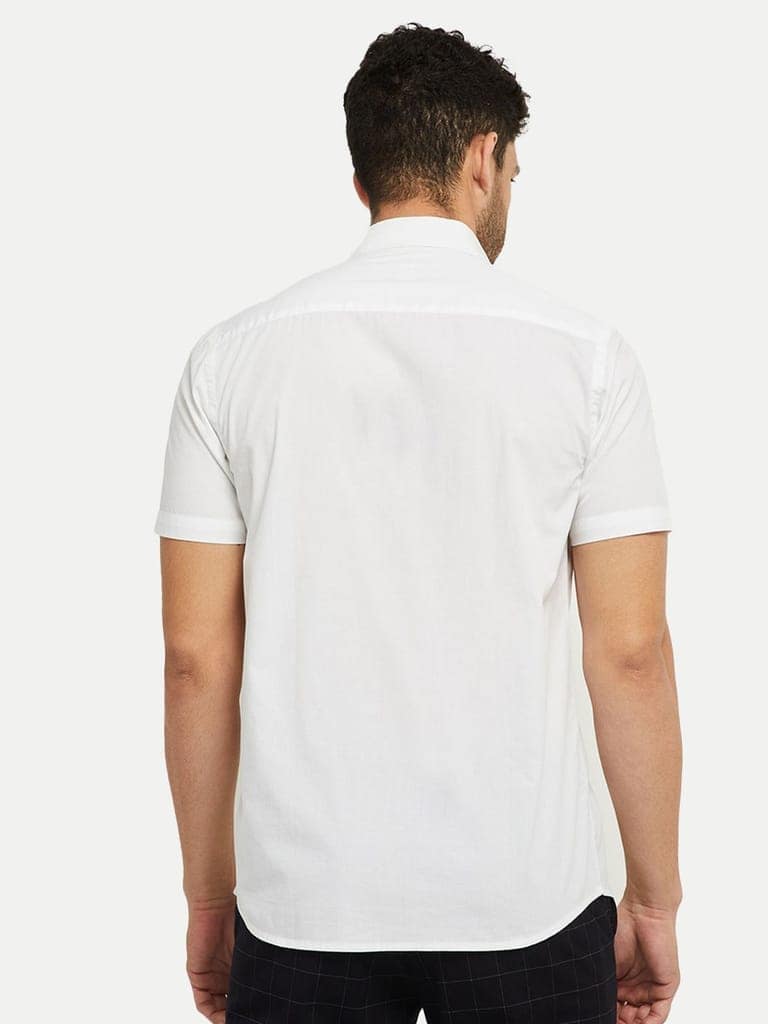 Men Solid White Cotton formal Shirt view 4