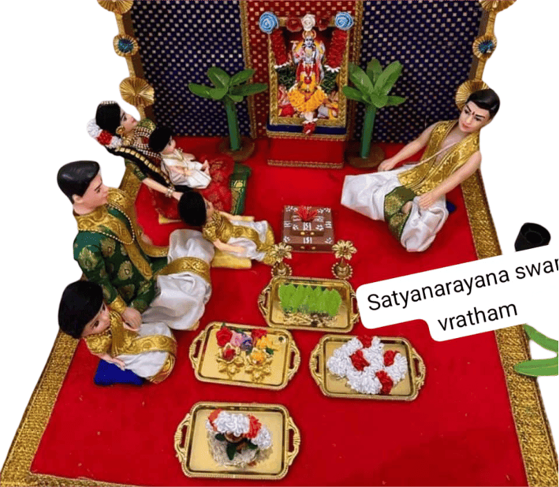 Satyanarayana Swamy Vratham Puja Setup - Divine Home Decor view 2
