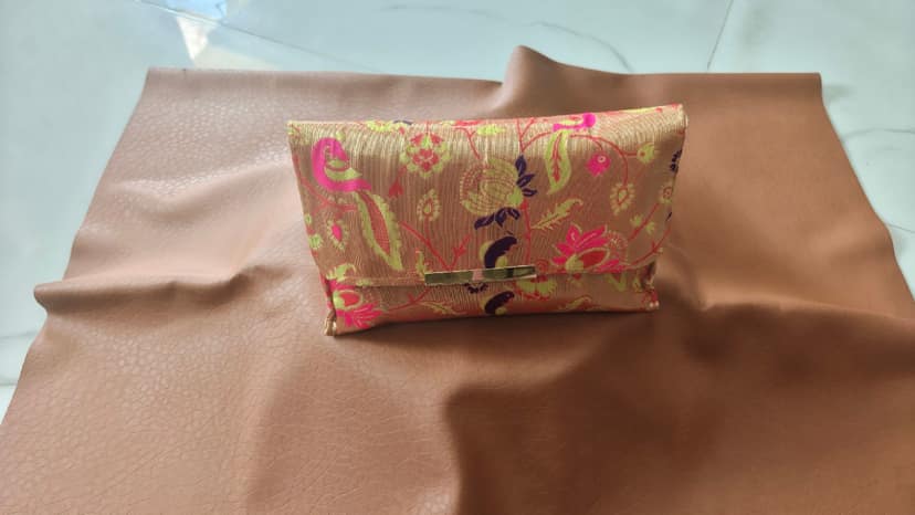 Paithani Hard Clutch - Stylish Party Clutch with Golden Chain