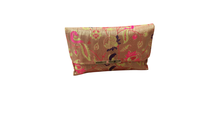 Paithani Hard Clutch - Stylish Party Clutch with Golden Chain view 2