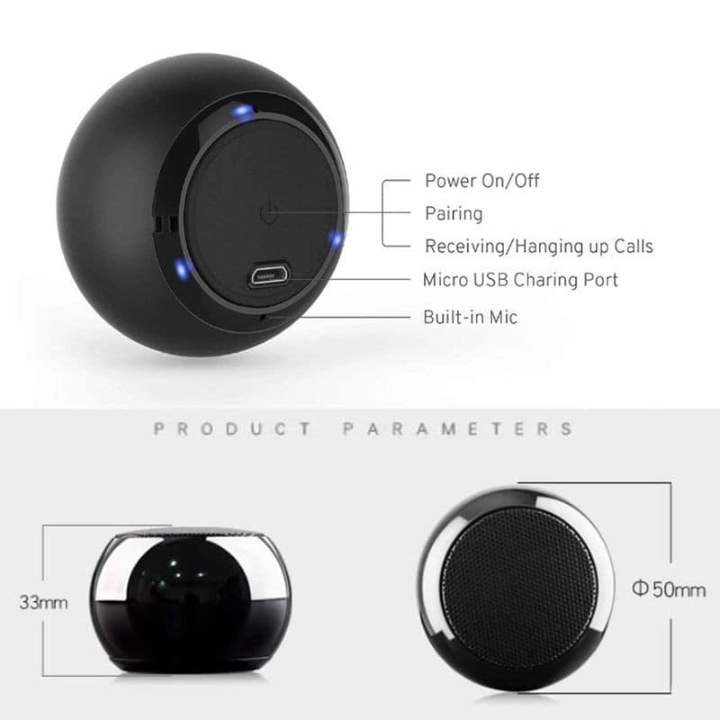 Mini Bluetooth Speaker with TWS Pairing, Compact Metal Body and Powerful Sound Color - Black view 2