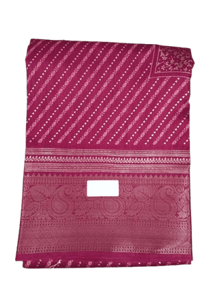 Pink Saree With Golden Border 5.5 meters with combined blouse