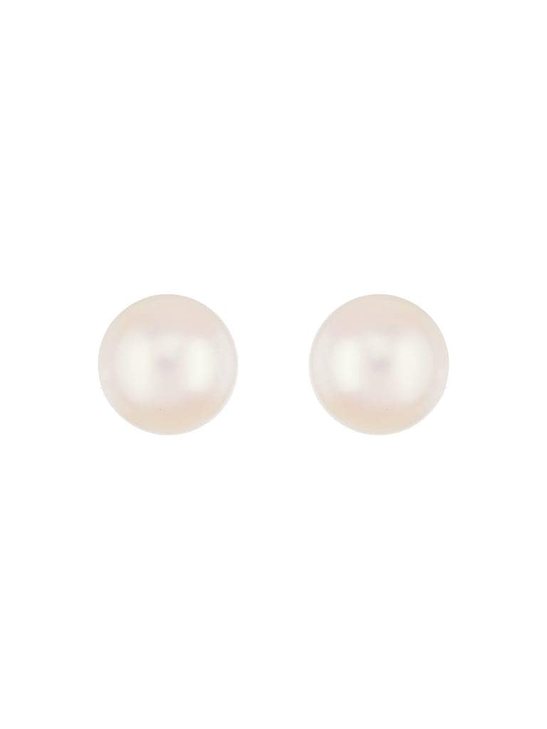 Anti-Tarnish Gold Toned Round Pearl Studds 16 mm Studds Earrings view 7