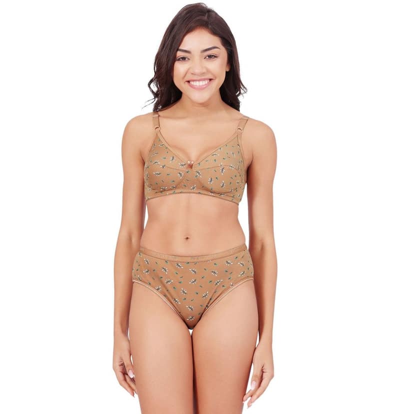 Bodycare Women's Assorted Prints Combed Cotton Bra & Panty Set 6450C