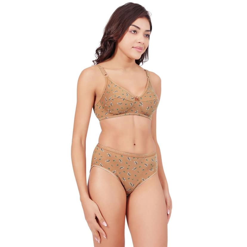Bodycare Women's Assorted Prints Combed Cotton Bra & Panty Set 6450C view 4