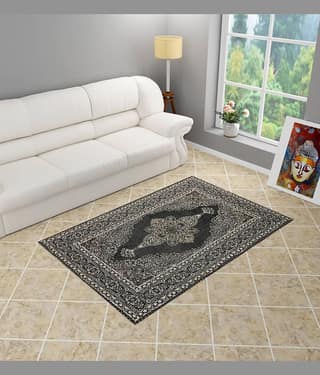 FURNISING HUT Brown Velvet Carpet Geometrical 3x5 Ft