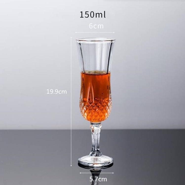 Premium Stylish Crystal Long Wine Glass, 155 ML, Set of 2, Vintage Diamond Cut Design Glasses for Wine, Whiskey, Beer, Juice, Cocktail, Mocktail and Mixed Drink view 2