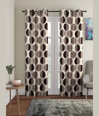 Cortina - Polka Dots Printed Room Darkening Eyelet Curtain-7 Ft-pack of 2