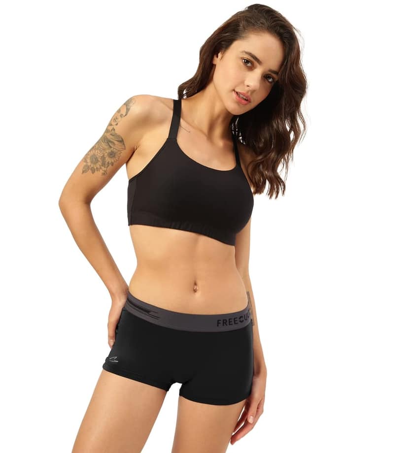 Freecultr Women's Underwear Antibacterial Micromodal Airsoft | Boy Short - Non-Itch, No Chafing, Sweat-Proof Comfort Pack of 1-Pot Black view 7