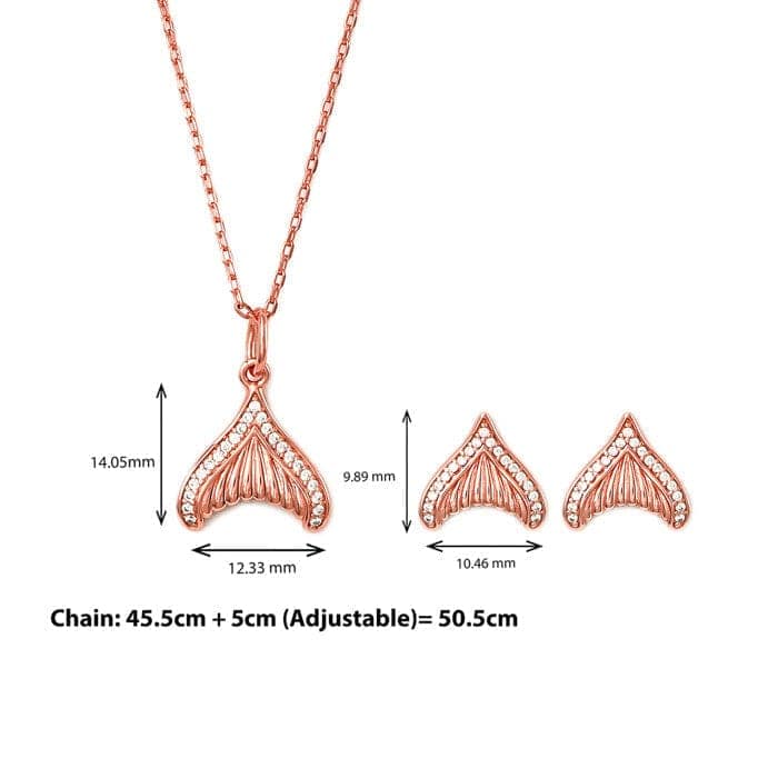 Rose Gold Mermaid's Tail Pendant Set view 5