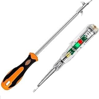 304/Stainlees Steel Tyre Stone Remover Tool, Multipurpose Car Hook, Tire Cleaning, Tyre Stone Picker for Motor Bike Truck Car Wheel Hook with Electrical Voltage Tester Pen (Built-in Screwdriver)