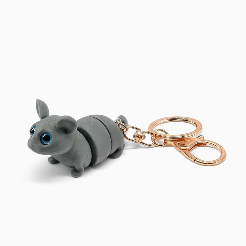 Vinglits Farm Buddies 3D Printed Keychains – Articulated Animal Toys, Pocket-Friendly Keyrings, Stress Relief Desk Toy for Kids (Alex – The Rat, Medium)