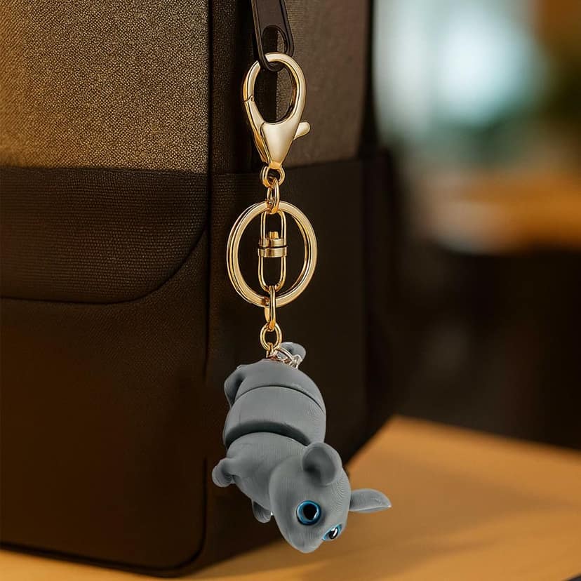 Vinglits Farm Buddies 3D Printed Keychains – Articulated Animal Toys, Pocket-Friendly Keyrings, Stress Relief Desk Toy for Kids (Alex – The Rat, Medium) view 2