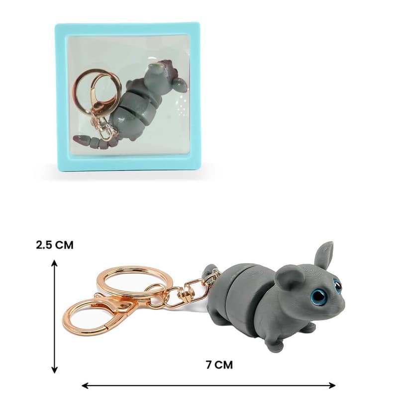 Vinglits Farm Buddies 3D Printed Keychains – Articulated Animal Toys, Pocket-Friendly Keyrings, Stress Relief Desk Toy for Kids (Alex – The Rat, Medium) view 3