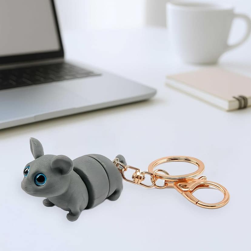 Vinglits Farm Buddies 3D Printed Keychains – Articulated Animal Toys, Pocket-Friendly Keyrings, Stress Relief Desk Toy for Kids (Alex – The Rat, Medium) view 4