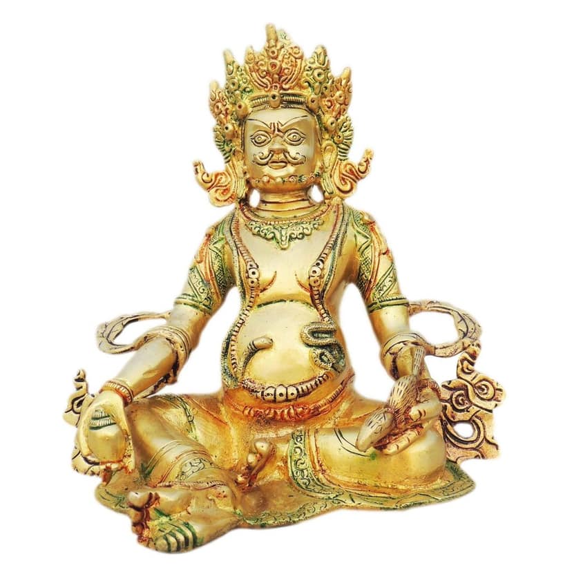 Brass Kuber Ji Statue - Lord of Wealth Decorative Idol, Height : 10 Inch (BSMAS1244 B) view 2