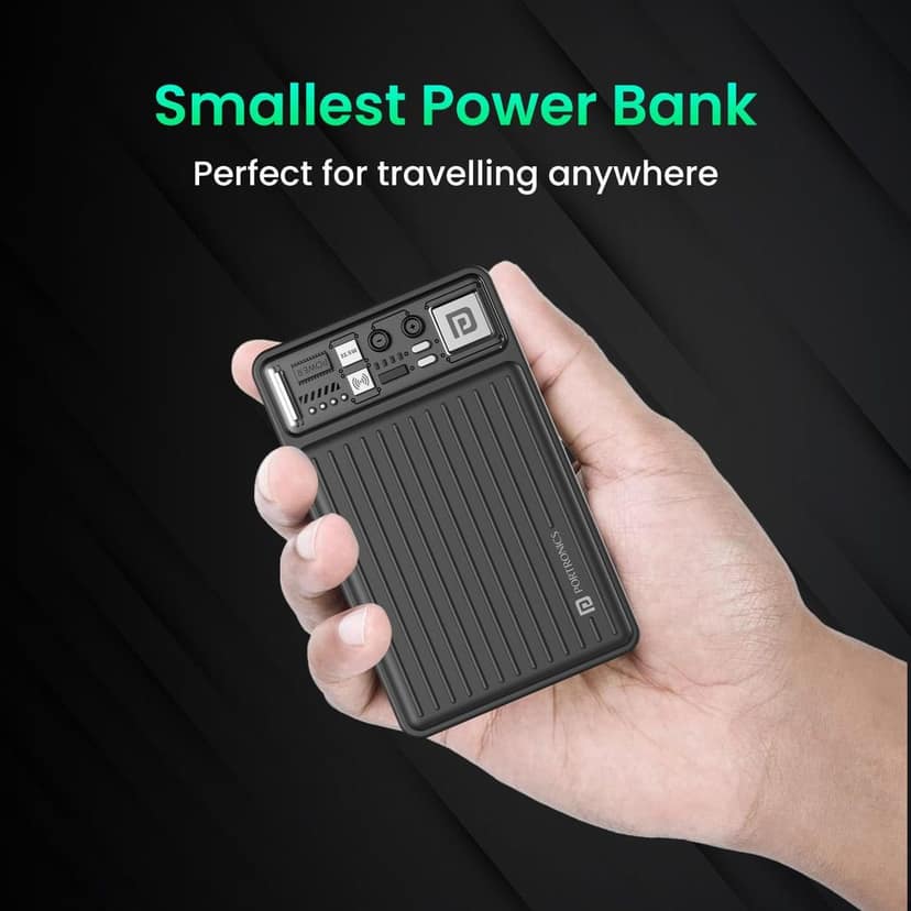 Portronics Luxcell Wireless Mini 10k 10000mAh 15W Magnetic Wireless Fast Charging Nano Power Bank with 22.5 Wired Output Compatible with iPhone 12 & Above & Other QI Enabled Devices