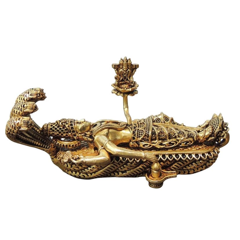 Machine-Crafted Brass Vishnu Ji with Sheshnag Idol - Fine Detailing, Height : 3 Inch (BSMAS1729 F) view 2