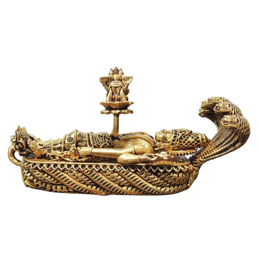 Machine-Crafted Brass Vishnu Ji with Sheshnag Idol - Fine Detailing, Height : 3 Inch (BSMAS1729 F) view 3