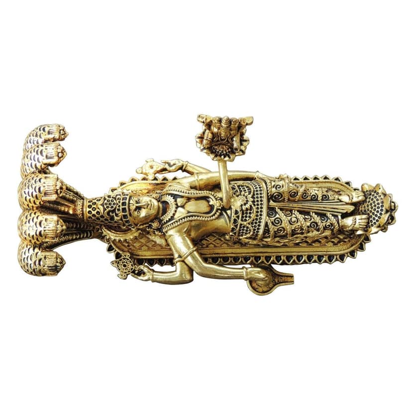Machine-Crafted Brass Vishnu Ji with Sheshnag Idol - Fine Detailing, Height : 3 Inch (BSMAS1729 F) view 4