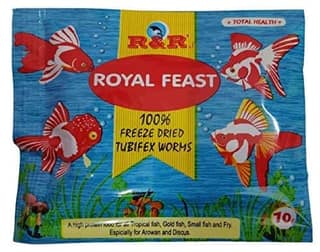 Royal Feast Freeze Dried Tubifex Worms Fish Feed For All Life Stages (10 Gms)-10 Packets
