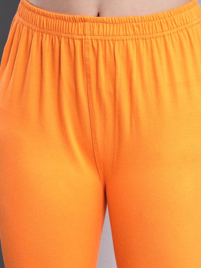SOFT COLORS Women's Skinny Fit Ethnic Wear Ankle Length Leggings (Orange Color) view 4