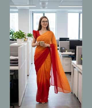 ANAND SAREES Georgette Solid Kasavu Saree With Unstitched Blouse Piece ( BLACK )