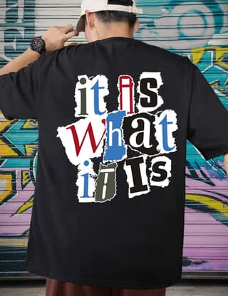 SCOTT FINCHER Men's it as what it is Black Graphic T-shirt : AA(ARN)BLACK_221