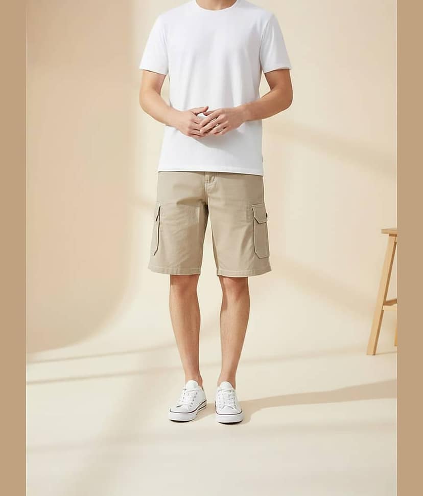 plounge Beige Cotton Blend Men's Shorts ( Pack of 1 )