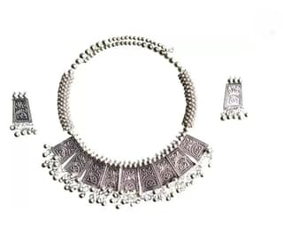 Oxidised Silver Silver Jewel Set (Pack of 1)