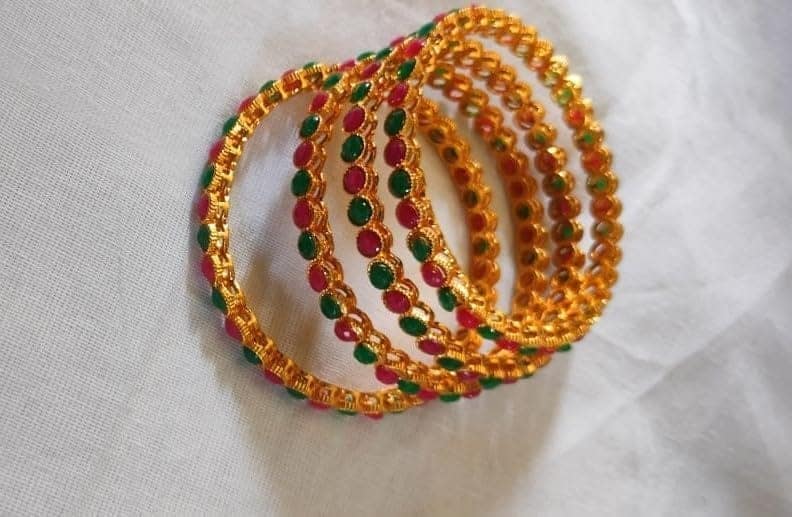 Red and Green Stones Bangles [2.6] view 2