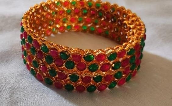 Red and Green Stones Bangles [2.6] view 5