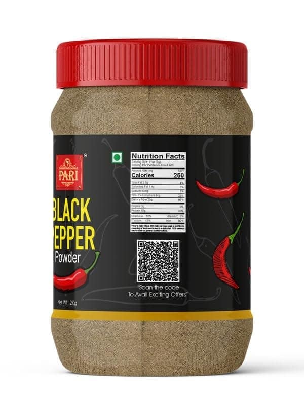Pari Black Pepper Powder | Kali Mirch Powder | Gol Mirch Powder | Handpicked and Clean | Indian Spices | Chemical and Pesticides Free | Naturally Processed | (Pack of 1 x 2000g) view 4