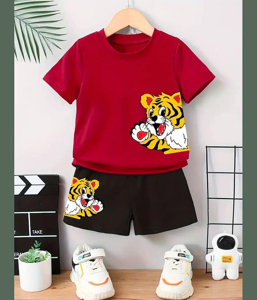 MUSNAH GARMENTS Pack of 1 Baby Boys Cotton T-Shirt & Shorts Set ( Black )