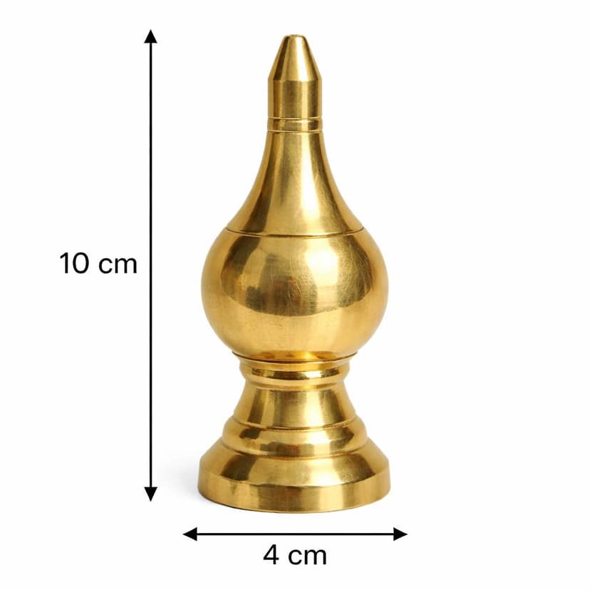 Brass Temple Top Kalash – Small (4 cm × 10 cm) – Gopuram Kalasam – Thazhikakkudam – Pure Brass Temple Kalash – 4 Inch – Chhotee Dibiya view 2