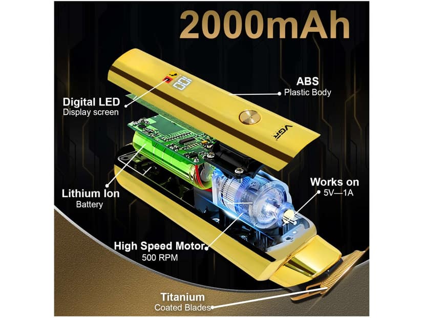 VGR V-947 Professional Trimmer 500 min Runtime 3 Length Settings (Gold) view 3