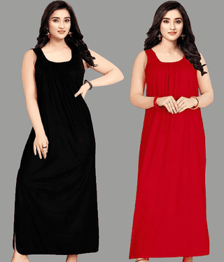 BROUZZZ4U - Red Hosiery Women's Nightwear Nighty & Night Gowns ( Pack of 2 )