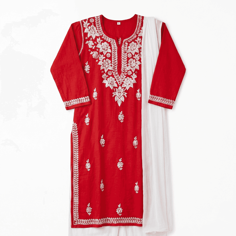 Ladies Embroidered kurti with Gota patti 100%cotton view 2