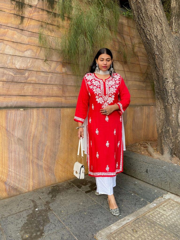 Ladies Embroidered kurti with Gota patti 100%cotton view 3