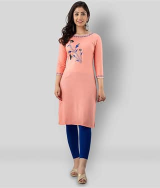 Radiksa - Peach Rayon Women's Straight Kurti