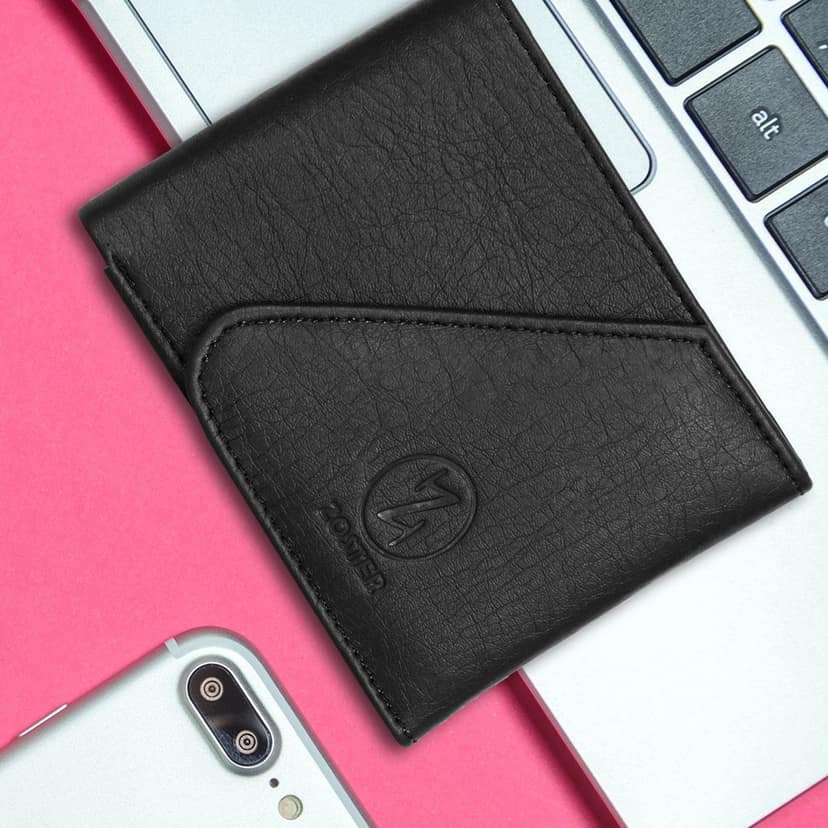 ZOSTER Black Vegan Leather Wallet for Men & Women - Stylish and Sustainable Wallet view 7