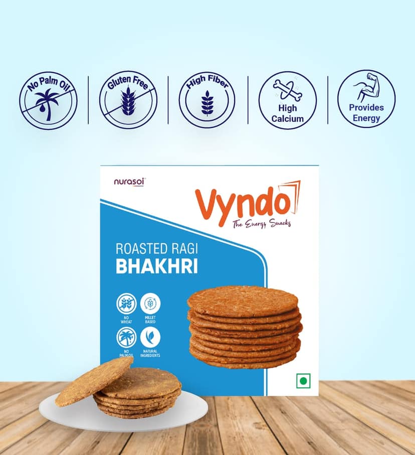 Vyndo Roasted Ragi Bhakhri - 180 gm | Millet Snacks | Healthy Snacks | Gluten free view 4