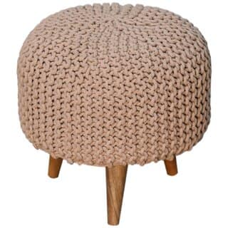 Keeva Beige Round Footstool view 2